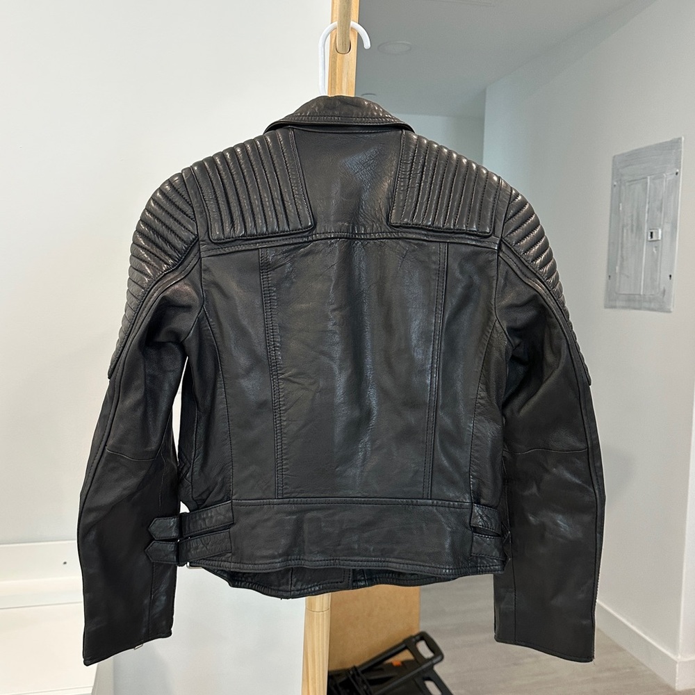 NEW AllSaints Estella Leather Biker Jacket Size 0 - Picture 9 of 11